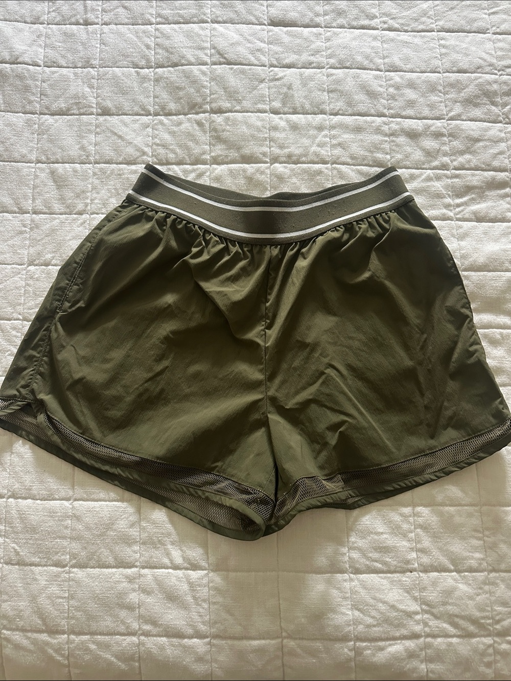 Zella Olive Athletic Shorts with Striped Elastic Waistband